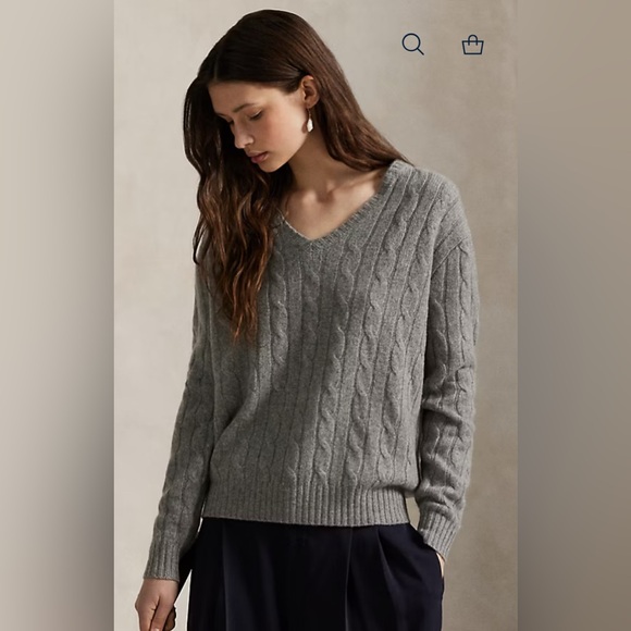 Ralph Lauren Sweaters - Ralph Lauren 100% Cashmere Charcoal V-Neck Sweater